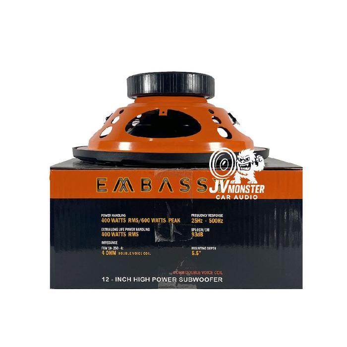 Embassy Subwoofer Em-1289 Double Coil Speaker Audio Mobil 12-Inch High Power Subwoofer Dengan Bass