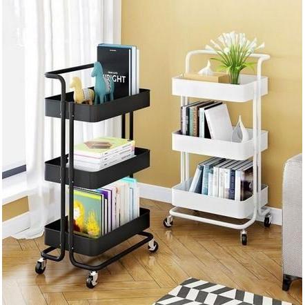 Rak roda susun 3 keranjang troli dapur kamar salon meja snack