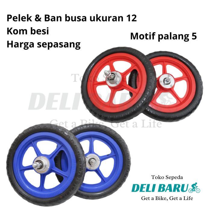 Stok Baru Ban buta Ban busa Ban mati velg 12 inch komp besi sepeda anak