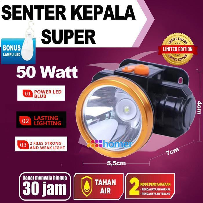 Lampu Senter Kepala LED body kecil besar jumbo Headlamp head lamp Kotak senter kepala super terang