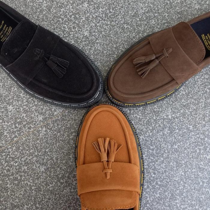 Aerostreet - Docmart Sepatu Oxford Formal Pantofel Hitam Pria Kulit Suede Size 39-43 Bahan Upper