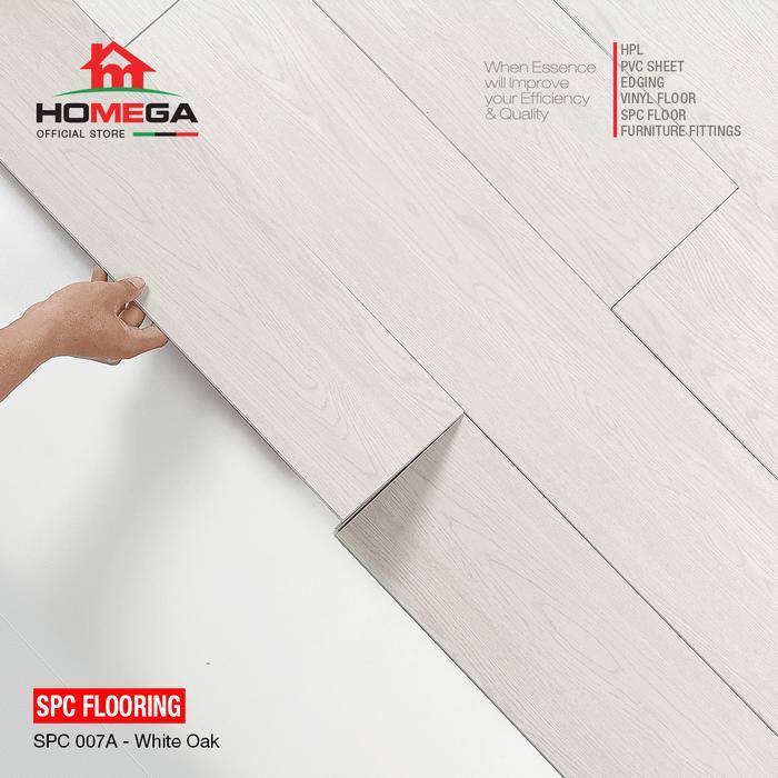 HOMEGA SPC Flooring - Lantai Kayu Parket Parkit Parquet Klik Tanpa Lem - Tekstur White Oak - 1 Pcs /