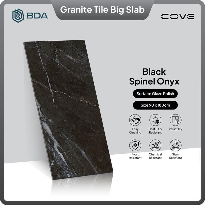 BDA Granite Tile Granite 90x180 keramik lantai keramik dinding big slab black spinel onyx