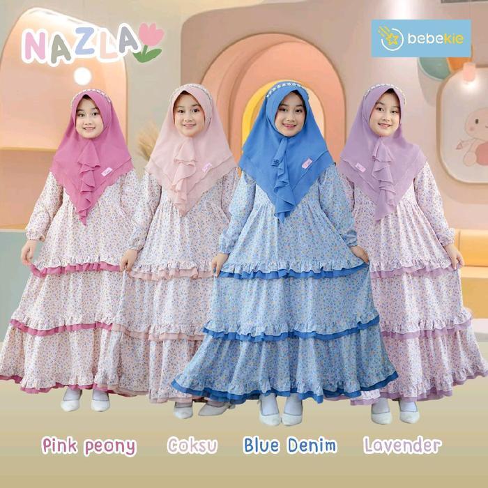 (SPESIAL RAMADHAN) GAMIS ANAK PEREMPUAN TERBARU NAZLA SET JILBAB KHIMAR SYARI CERUTY MURAH HITAM