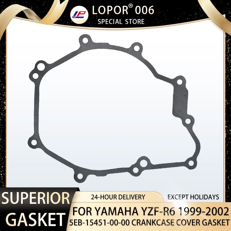 LOPOR Motorcycle Engine Crankcase Cover Gasket Seal For YAMAHA YZF-R6 YZF R6 1999-2002 5EB-15451-00-