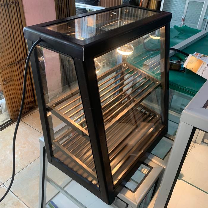 Etalase ayam fried chicken cokelat brown + 2 lampu pemanas