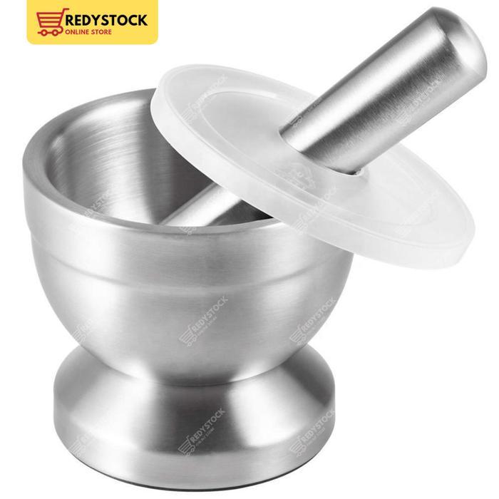 MORTAR PESTLE TUMBUKAN BUMBU OBAT STAINLESS COBEK ULEKAN LUMPANG