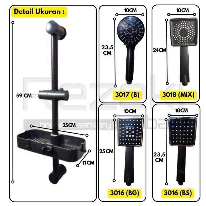 Toto - Paket Bundling Shower Tiang Black Hitam Series Dan Kran Cabang - Shower Mandi Set Kotak
