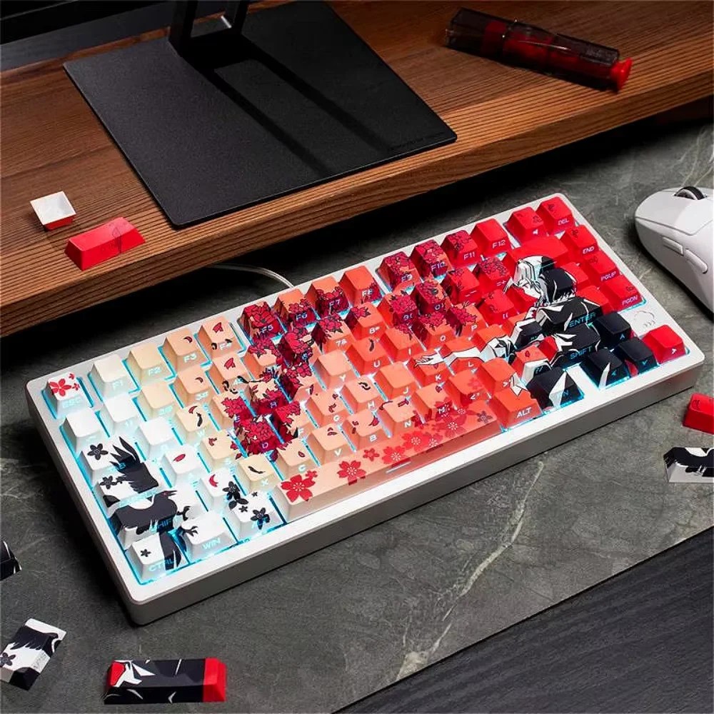 130 Key Side Engraved Transparent Cherry Key Cap Set PBT Simple Personality Key Cap for