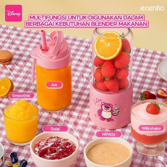 Premium Ecentio&Disney Losto Portable Juicer Blender Mini Kaca Tebal 2 Cup 10 Pisau Juicer