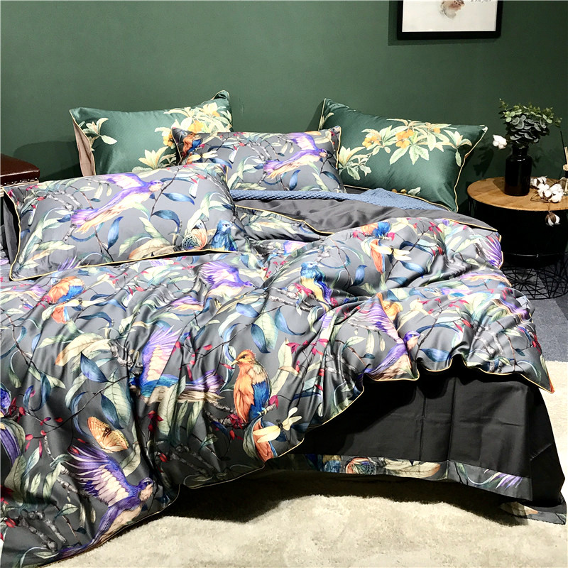 Egyptian Cotton Flower D Digital Printing Bedding Sets, Bed N Det Cover Set, Luxury Bed Sheets,