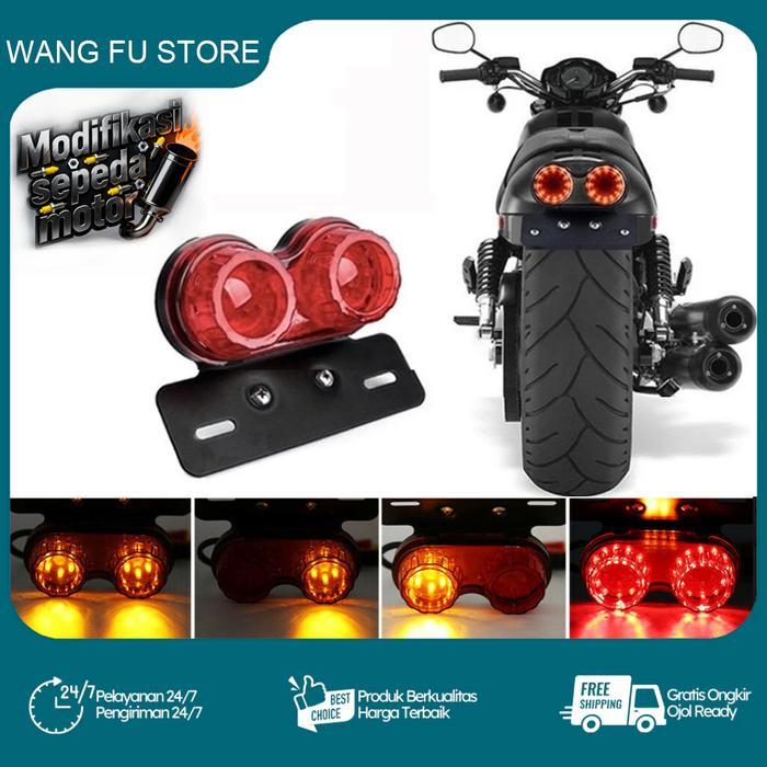 Lampu Stoplamp led motor custom Lampu stop variasi untuk rx king harley, japstyle stop bulat breket