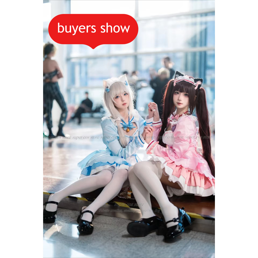 Game Chocola Nekopara Cosplay Costume Clothes Wig Vanilla Suit Cat Girl Maid Costume Lolita Women