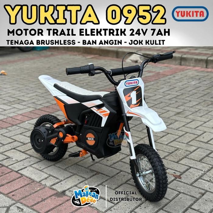 Mainan Motor Aki Anak Mini Trail Yukita 0952 Elektrik X-Trail BAN ANGIN 24V Aki Adaptor