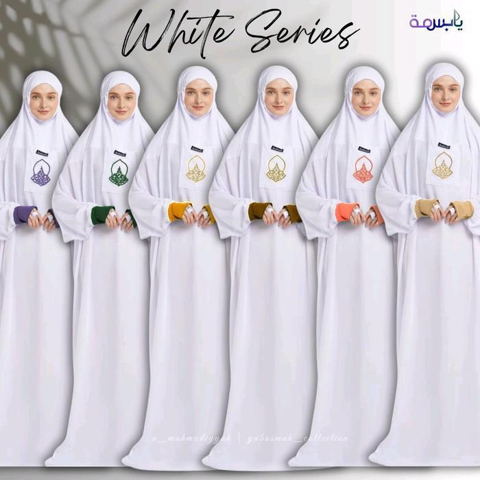 ASLI Mukena yabasmah series putih Mukena terompah mukena hadromaut mukena basmah mukena Tarim Mukena