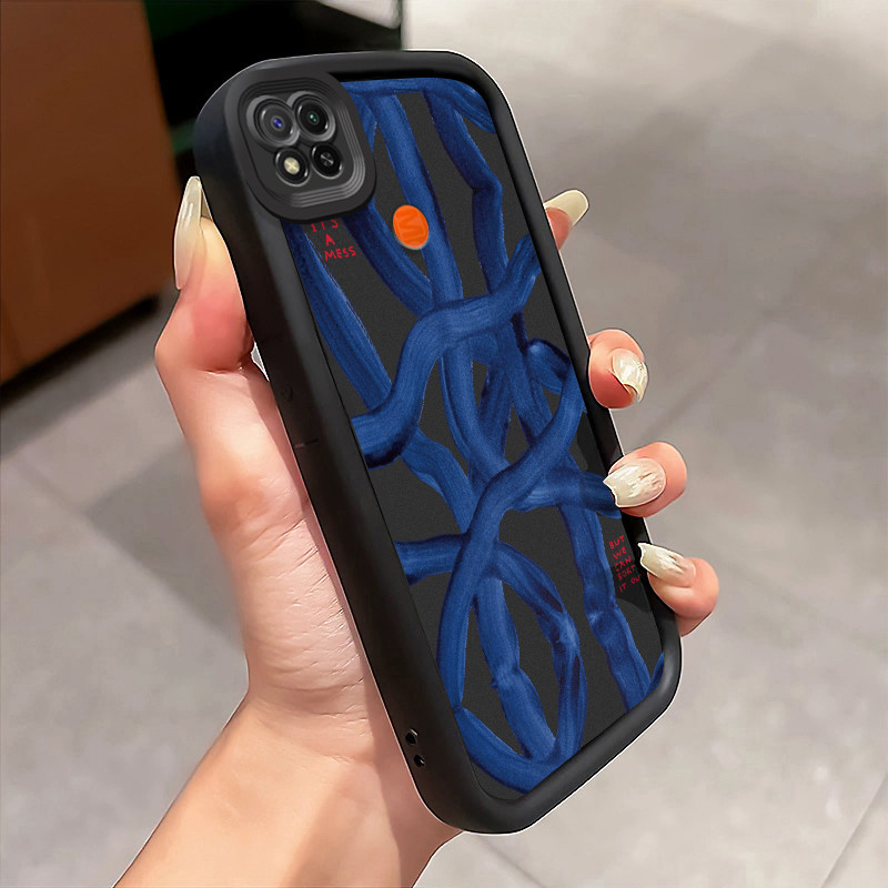Casing Hp Xiaomi Redmi 9C Redmi 9C NFC Redmi 10A POCO C31 Case Blue Abstract Lines Kasing silikon Ce