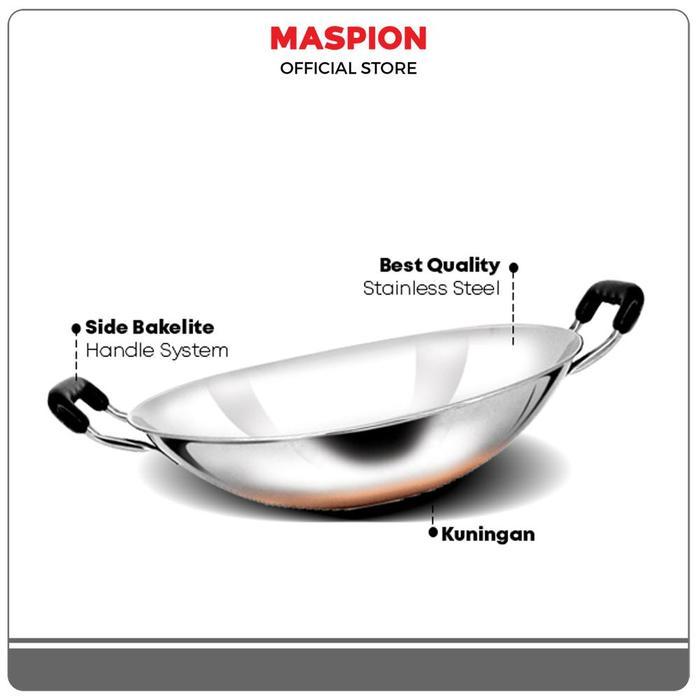 Maspion Chainess Wok 30 cm - Wajan Kuningan Stainless Steel