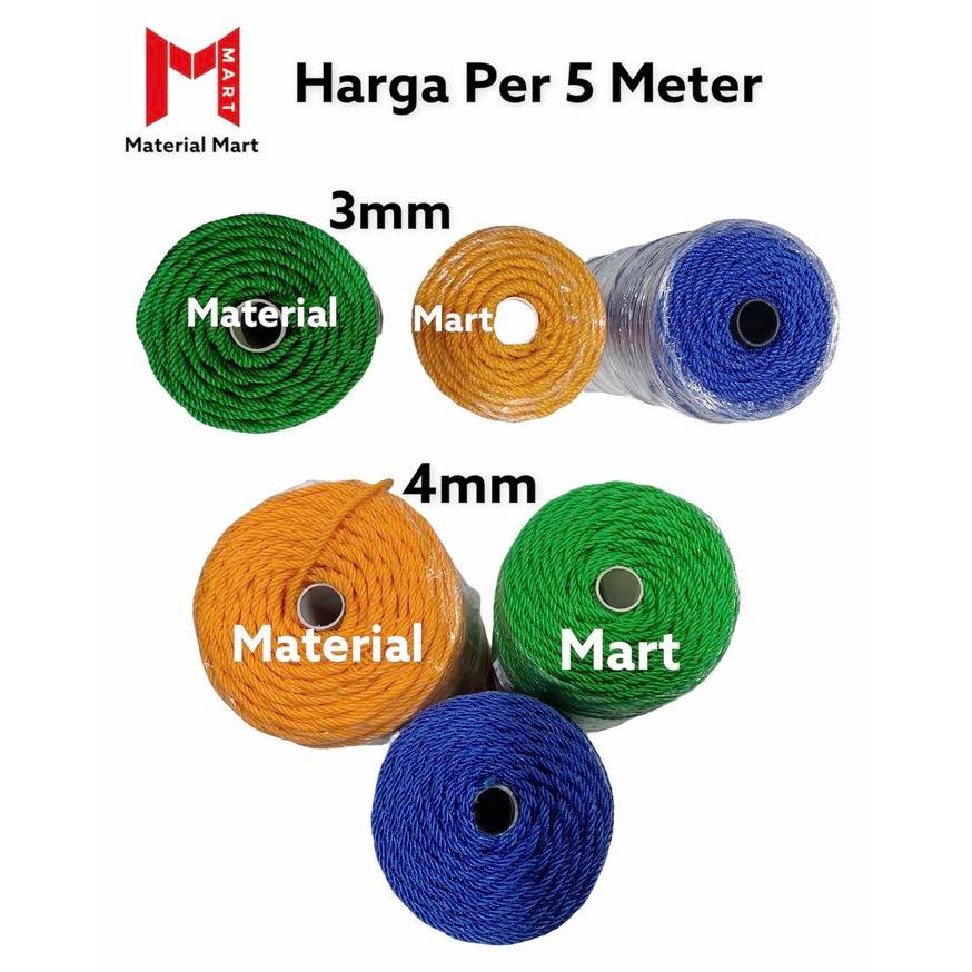 Tali Tambang Plastik 3mm Tali Plastik Nylon 4mm Tali Jemuran (5MTR)