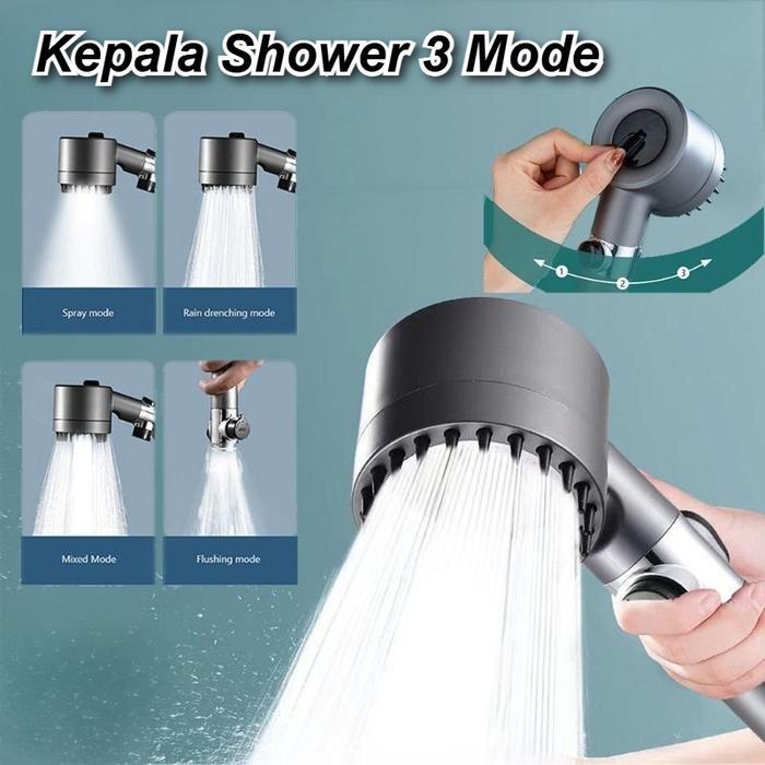 Juana - Kepala Shower Turbo Bertekanan Tinggi Shower Adjustable Massage Kepala Shower 3 Mode Dan