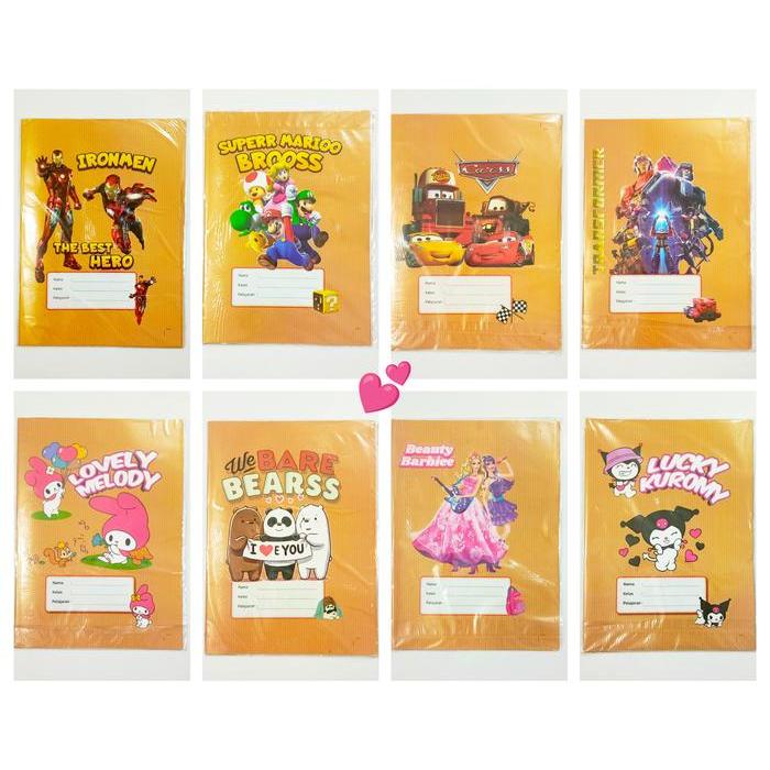 Sampul buku karakter, sampul buku COKLAT, sampul buku tulis (+-20 lembar)