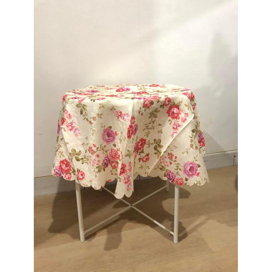 TAPLAK MEJA TAMU KAIN BULAT/BUNDAR SHABBY CHIC