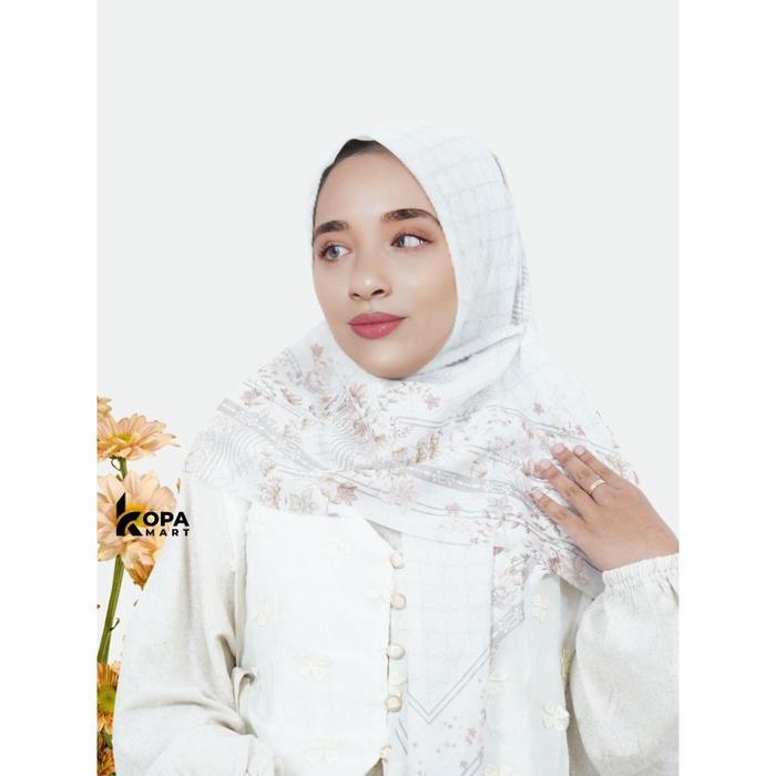 DISKON Kopamart - Hakaera Hijab Segi Empat Khadijah Kerudung Printing Premium Digital Broken Abu