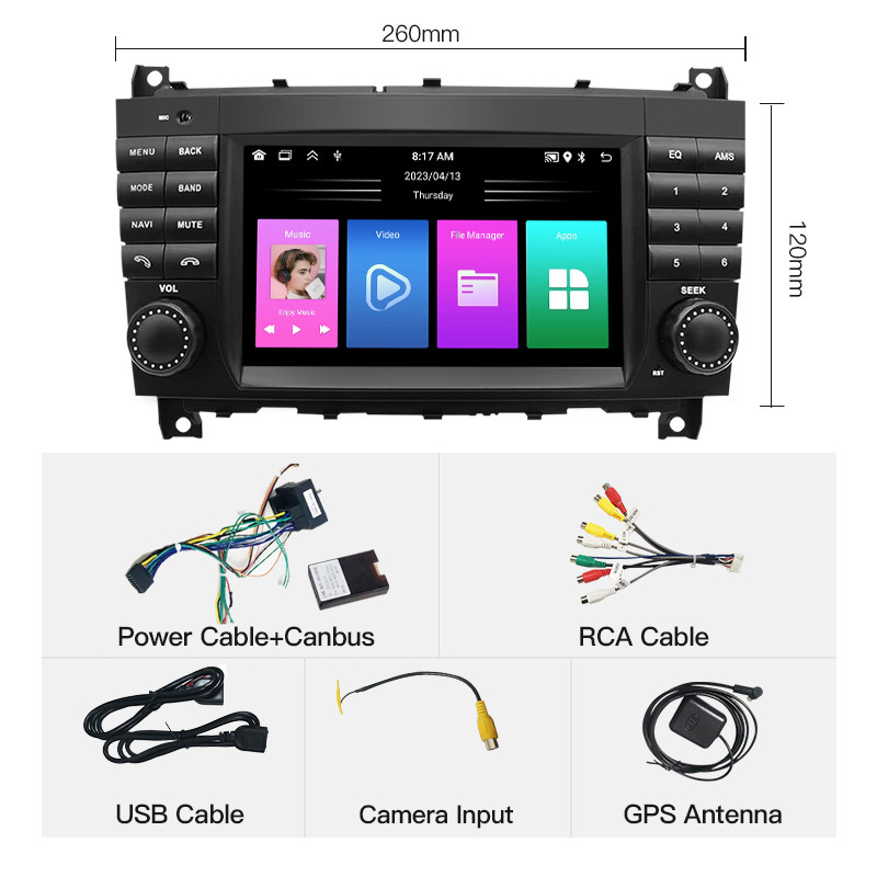7'' For Mercedes Benz C-Class W203 CLC W203 2004-2007 Screen Android 13 Car Radio Multimedia Player