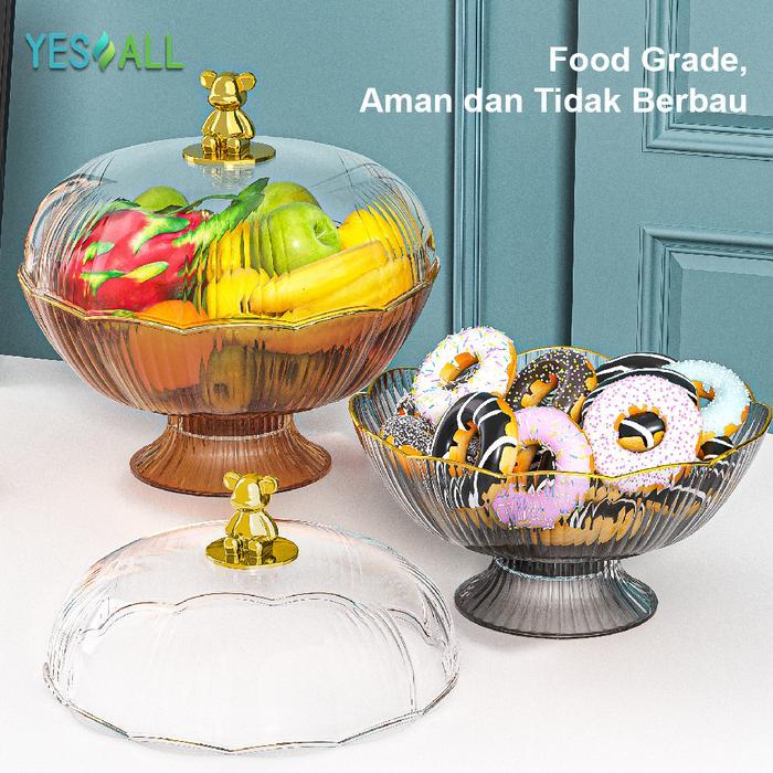 YESALL TUDUNG SAJI BULAT PENUTUP MAKANAN TRANSPARAN TUDUNG SAJI ESTETIK WADAH SAJI PRASMANAN WADAH