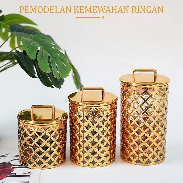 Toples Makanan Serbaguna Toples Akrilik Kedap Udara Toples Estetik Toples Kedap Udara Toples Gold