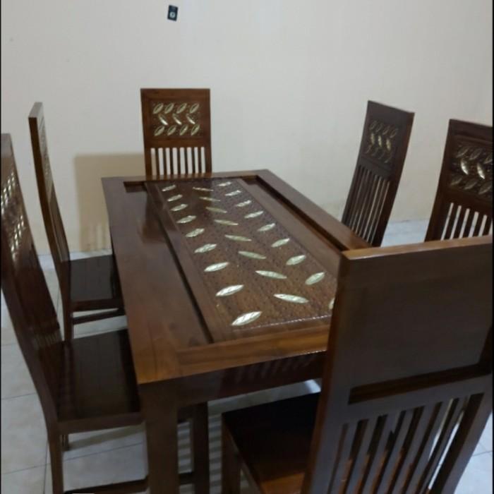 Meja makan set 6 kursi / meja makan minimalis + kaca - kursi 6+meja, Tanpa kaca