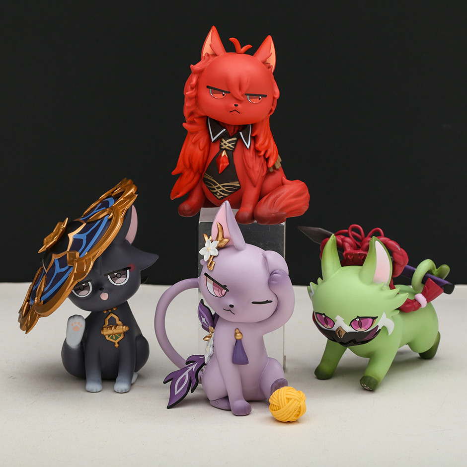 Genshin Impact Wanderer Keqing Diluc Ragnvindr Kuki Shinobu Cat Ver Figure Cartoon Character Model