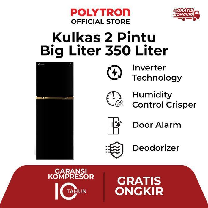 POLYTRON Kulkas 2 Pintu 350 Liter Inverter New Belleza Big Liter PRM 495 - PRM 495X - PRM 495X