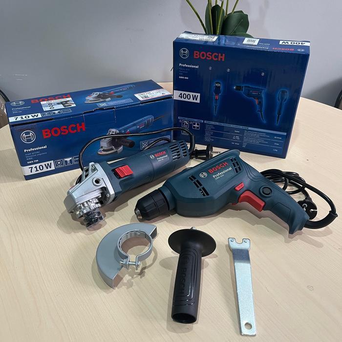 BOSCH Paket Mesin Gerinda dan Bor Listrik 10mm Paket 2 item Original Bosch Mesin Gurinda tangan