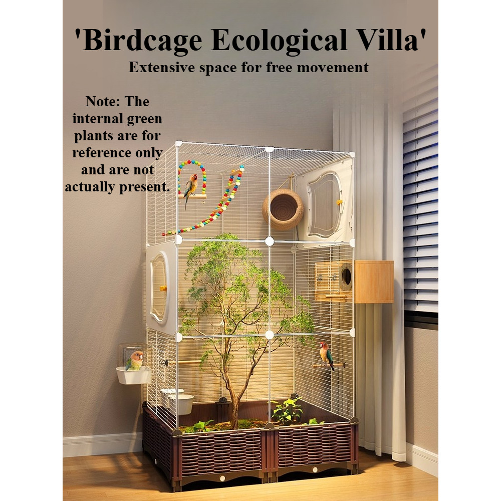 Birdcage Ecological Villa Luxury Villa Parrots Large Anti-Splash Tiger Skin Xuanfeng Peony Birdcage