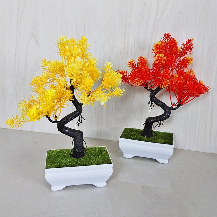 "New" Pohon Bonsai Plastik Tanaman Hias Artificial Pot Bunga Dekorasi Rumah Hiasan Meja Ruang Tamu