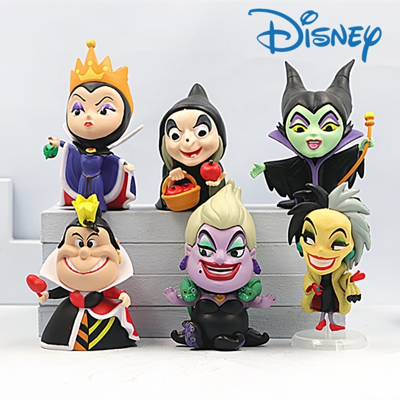 6.5-8cm Disney Fairy Tale Villain Figure Queen Cruella Maleficent Evil Witch Figurines Model Doll