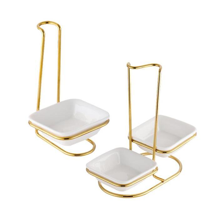 New Arrivals1Set Stainless Steel Ladle Soup Holder Gold Stainless Steel Ladle Rak Dengan Mangkuk