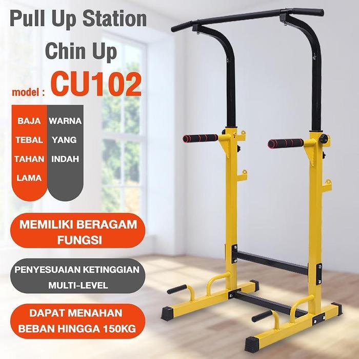 TERLARIS Pull Up Bar & Chin Up Station Multifungsi Kuat Beban 150kg Alat Fitnes Rumah Tinggi