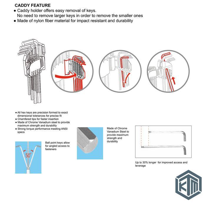 KUNCI L SET 12 PCS EXTRA LONG POINT 09104 (SAE) SATA TOOLS