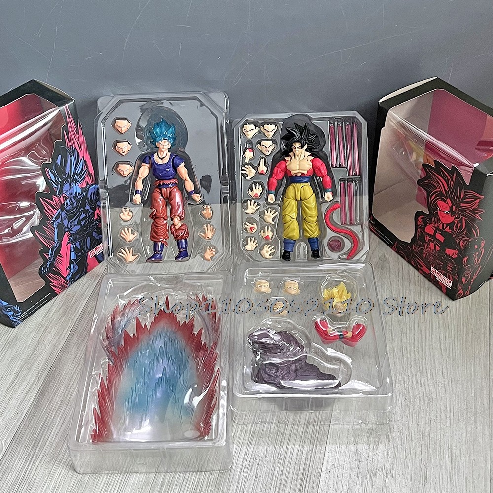 Dragon Ball Z Super Saiyan Battle Damage blue Goku Anime Figure Shf Saiyan Ssj4 Son Goku