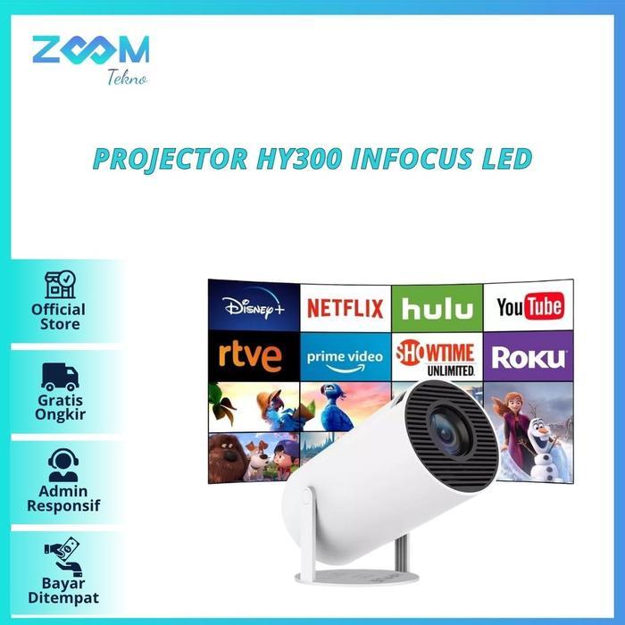 Projector HY300 Infocus LED Proyektor 4K Wifi6 Dualband Layar Lcd