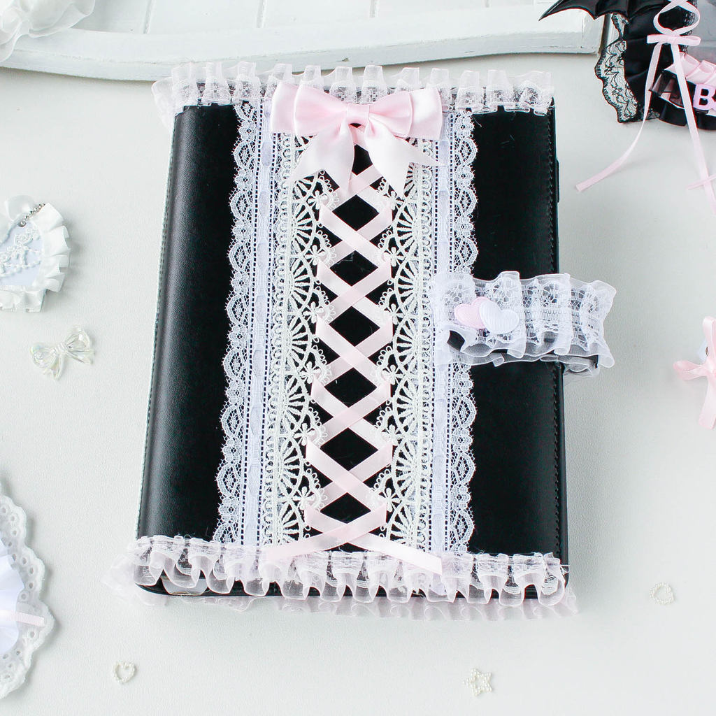 Cards Binder A5 Ribbon Lace Handmade Idol Booklet Ring Binder Postcard Stationery Loose-Leaf