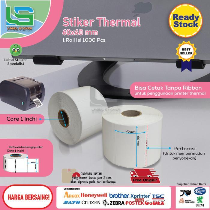 Label Sticker Barcode Thermal 60X40 Mm