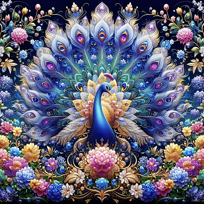 1 Peacock Pattern Diamond Painting Kit, Diy Full Diamond Painting Kit For Home Decoration, ,
