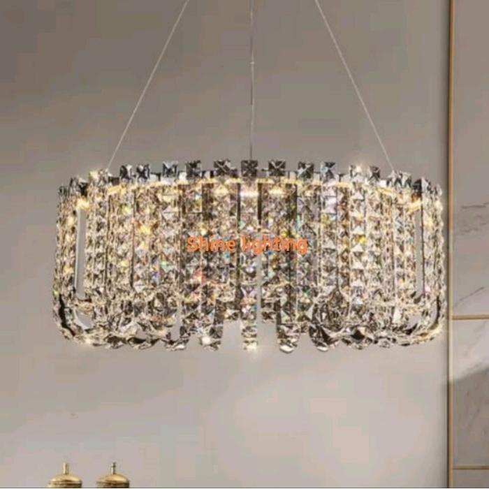 Lampu gantung minimalis kristal dekorasi ruang tamu-ruang makan-restoran tipe 171802/60cm silver