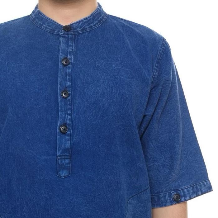 Kemeja Koko Kurta Jeans Denim Baju Koko Jeans Pria Elegan Premium Casual Keren Nyaman Dewasa Muslim