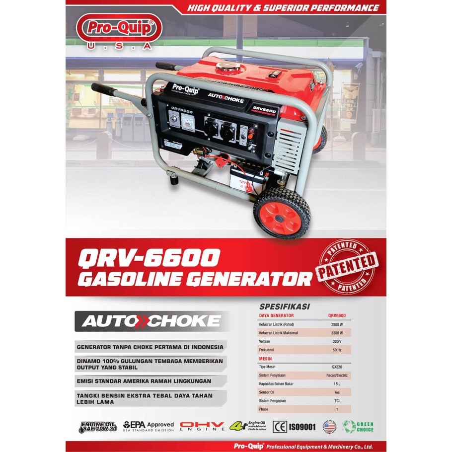 Genset 3300W PROQUIP QRV6600 QRV6600XP 4Tak / Generator Proquip QRV 6600 6600XP 3300Watt Gasoline Ge