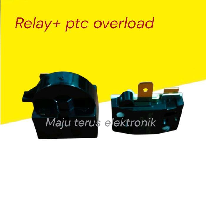 RELAY+PTC OVERLOAD KULKAS SANKEN 2 PINTU SATU PIN KANAN