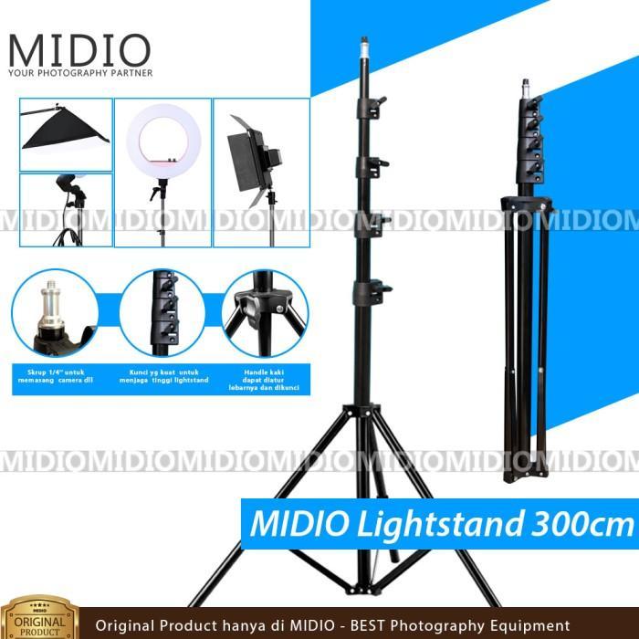 "New" Tripod Light Stand Studio Foto Midio Tinggi Maksimal 3 Meter Lighting Camera