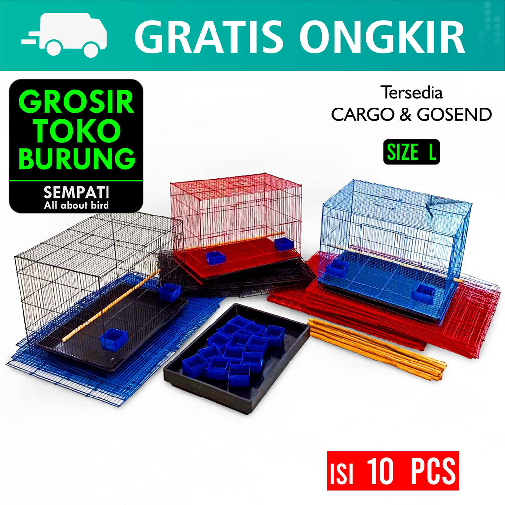 SEMPATI GROSIR Sangkar Kandang Umbaran Kucing Size Large L 60x40cm Ekonomis Isi 10 Pcs Fullset Free 